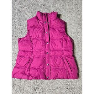 Lands End Puffer Vest Down Feathers Pink Magenta Size Medium Petite